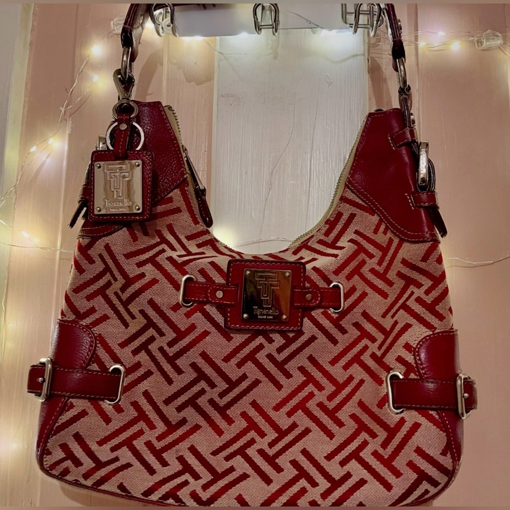 Tignanello Stylish Red Patterned Women's Bag